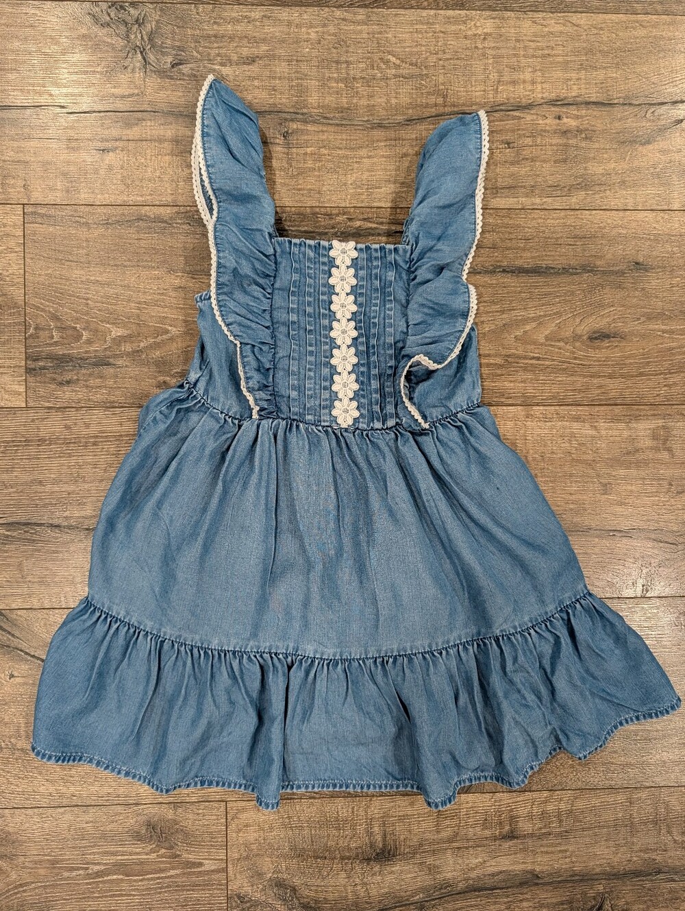 Janie & Jack Size 6 Blue Chambray Ruffle Dress Soft Denim Summer Vacation